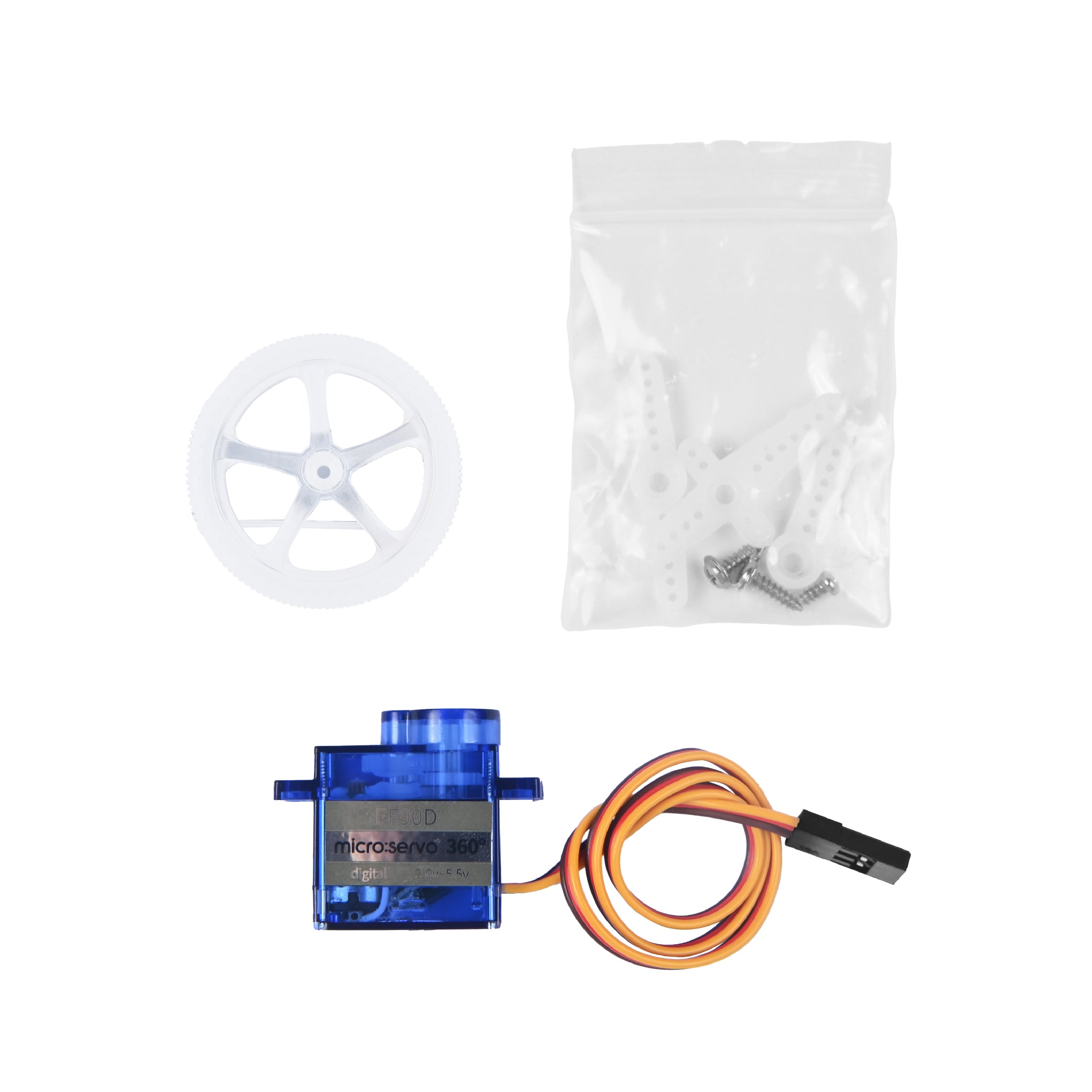 Servo digital ELECFREAKS 360 con rueda y neumático (EF90D)