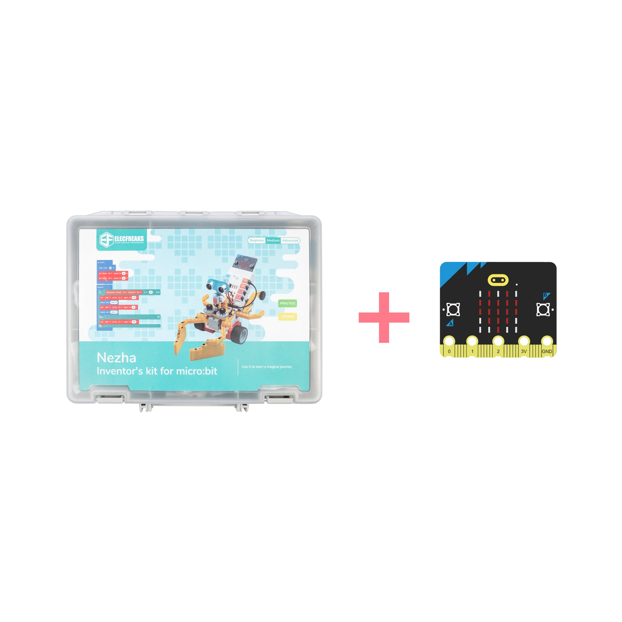 Elecfreaks Nezha Inventor's Kit for micro:bit STEM robotics kit bundle including storage box and BBC micro:bit board