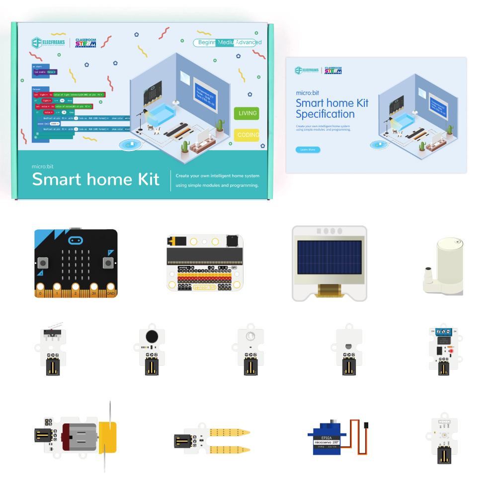 ELECFREAKS micro:bit Smart Home Kit, Programmable Home Automation Kit for Building A Smart House in STEM Activities