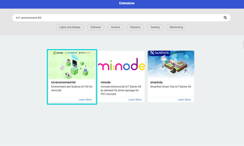Smart farm kit official collected extension in micro:bit, showing IoT environment kit and programming expansion support for STEM and agriculture projects