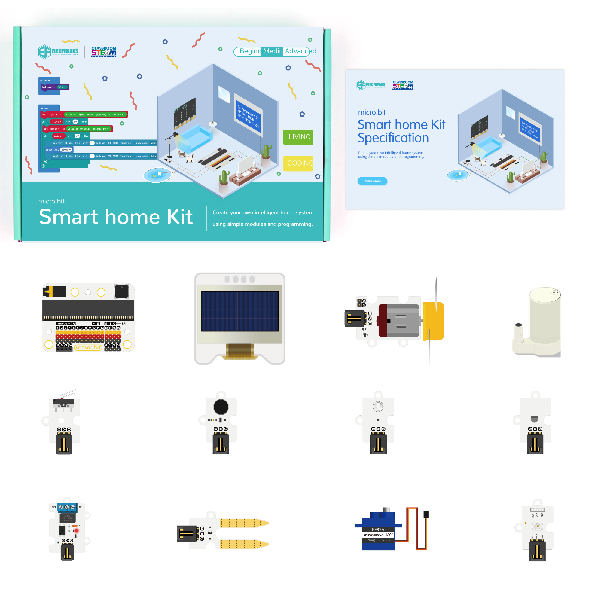 ELECFREAKS micro:bit Smart Home Kit, Programmable Home Automation Kit for Building A Smart House in STEM Activities