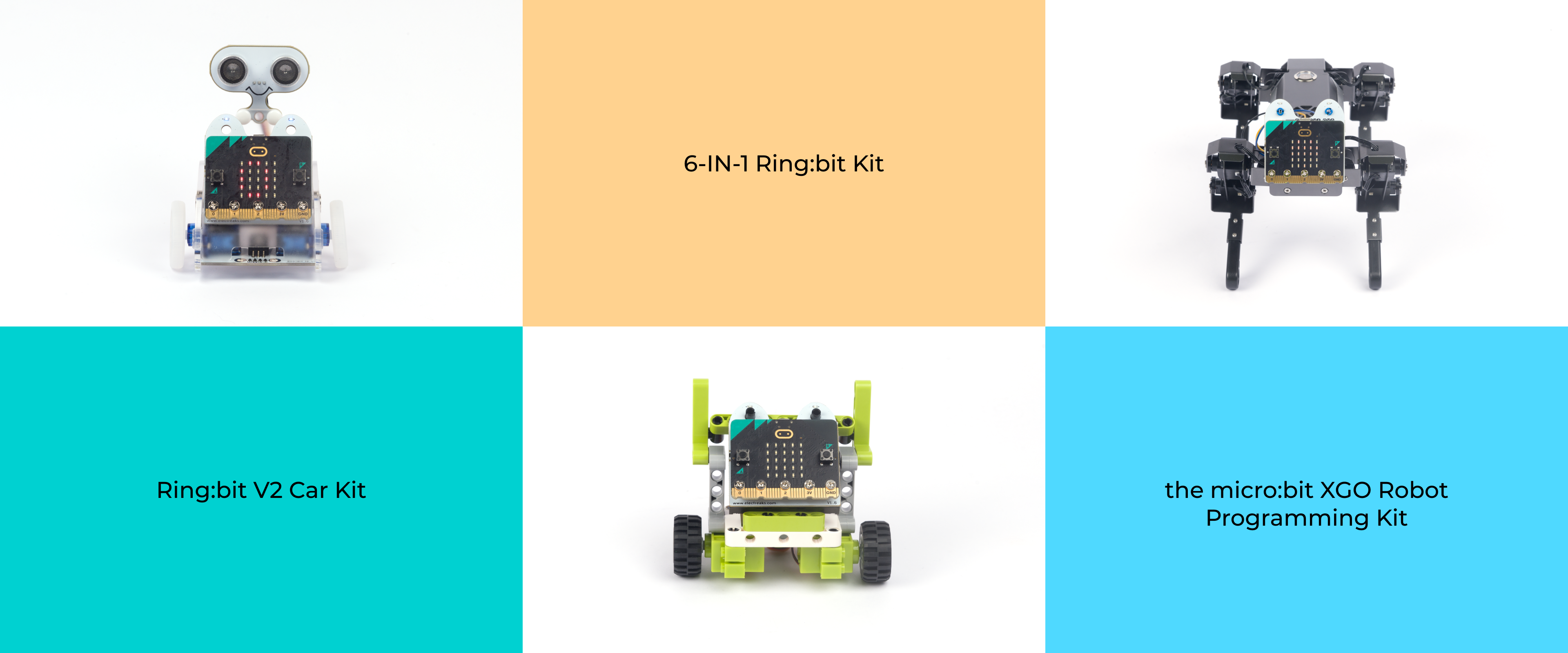 The micro bit expansion board is fully compatible with the Ring:bit V2 Car Kit, 6-IN-1 Ring:bit Kit, and the micro:bit XGO Robot Programming Kit, offering seamless integration