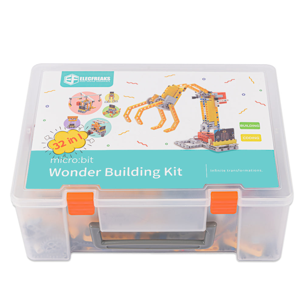 ELECFREAKS micro:bit 32 IN 1 Wonder Building Kit, Programable K12 Educational Learning Kit con Building Blocks/Sensores/Wukong Expansion Board