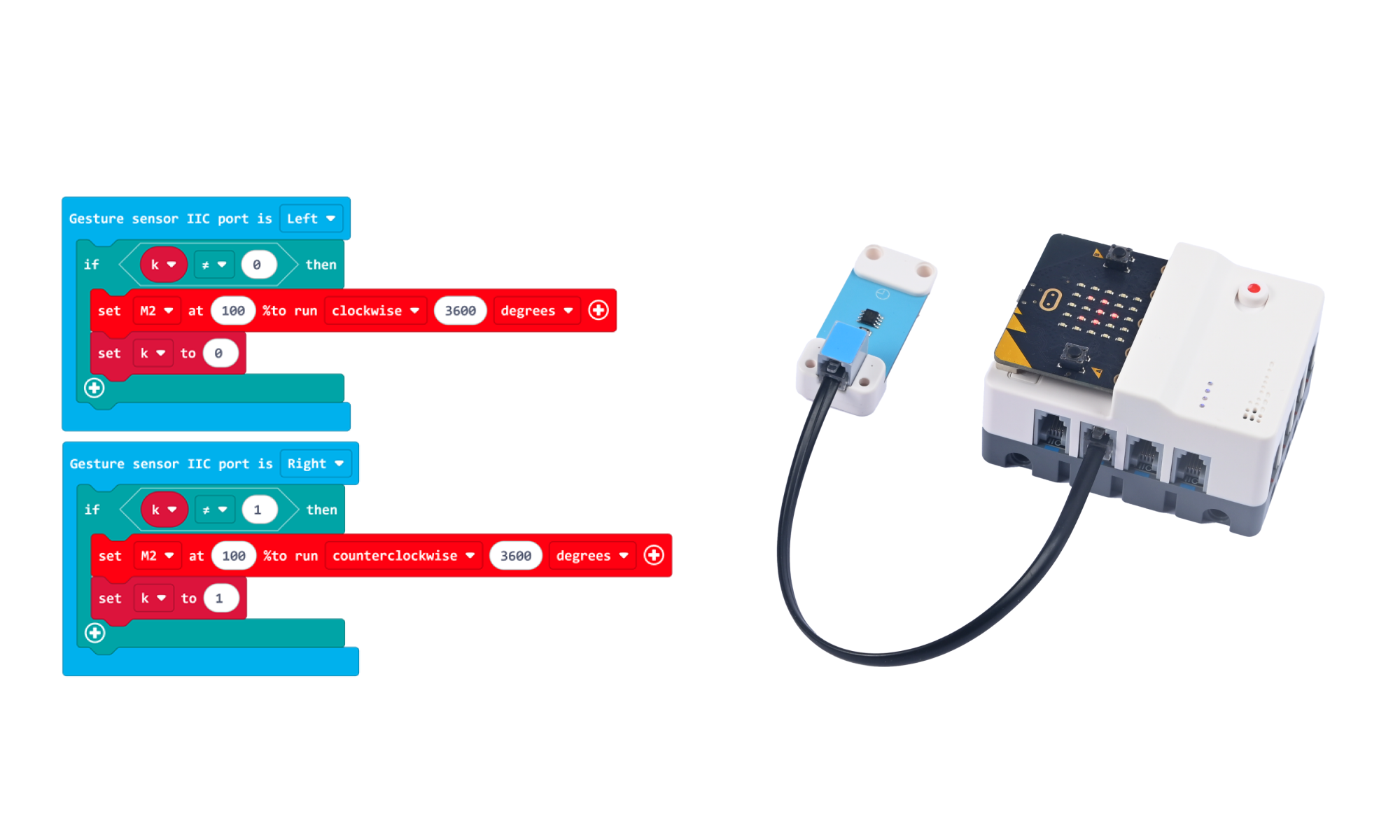 Steam Robotics Kit 110 water level sensor project with graphical programming blocks and connected controller