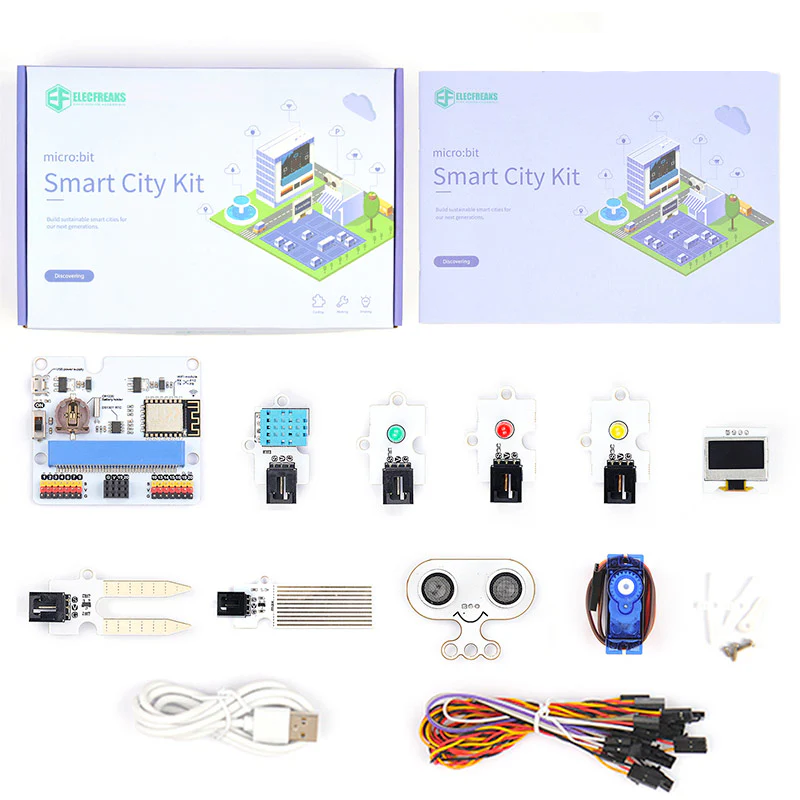 ELECFREAKS micro:bit Smart City Kit, micro:bit Sensor Starter Kit For Kid with Sensors & Guidance Manual