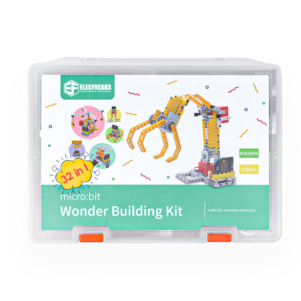 ELECFREAKS micro:bit 32 IN 1 Wonder Building Kit, Programmable K12 Educational Learning Kit with  Building Blocks/Sensors/Wukong Expansion Board