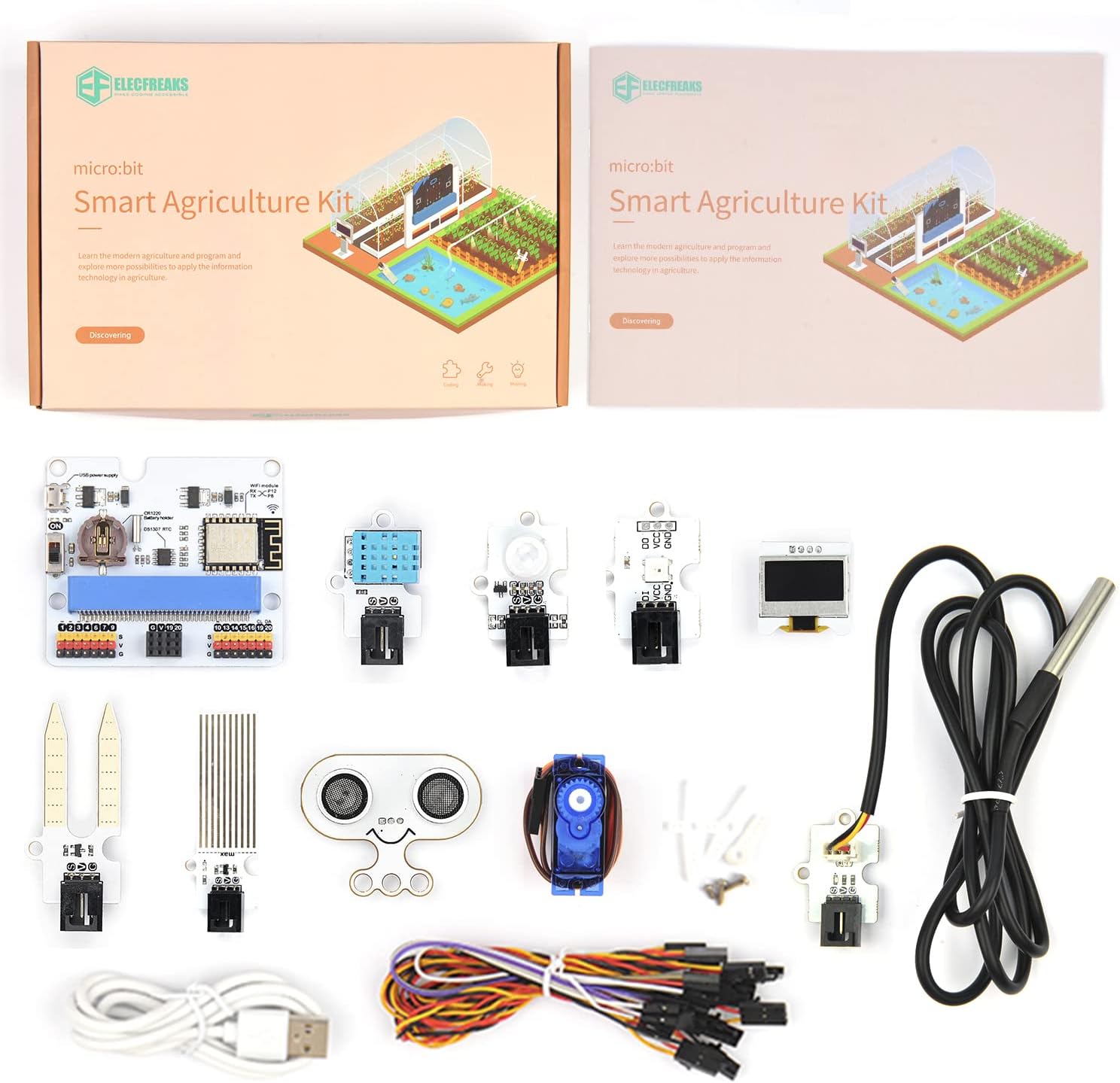 ELCFREAKS micro:bit スマート農業キット、基本的なコーディング電子センサーを備えた DIY プログラミング STEM キット