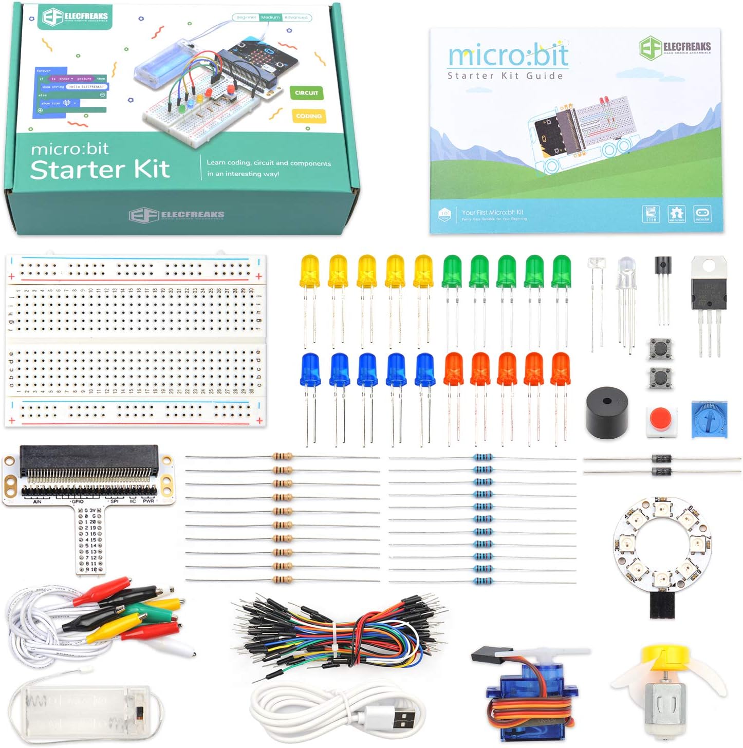 ELECFREAKS BBC micro bit Starter Kit, micro:bit Basic Coding Electronics Kit, STEM Educational DIY Experiment Kit