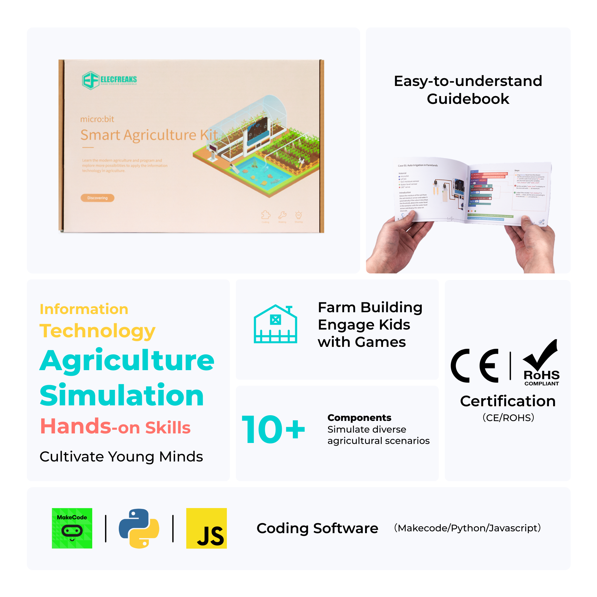 Kit de agricultura inteligente ELECFREAKS micro: bit, kit STEM de programación DIY con sensores electrónicos de codificación básica