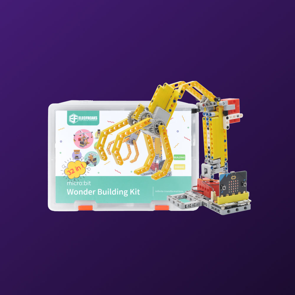 ELECFREAKS micro:bit 32 IN 1 Wonder Building Kit, Programmable K12 Educational Learning Kit with  Building Blocks/Sensors/Wukong Expansion Board