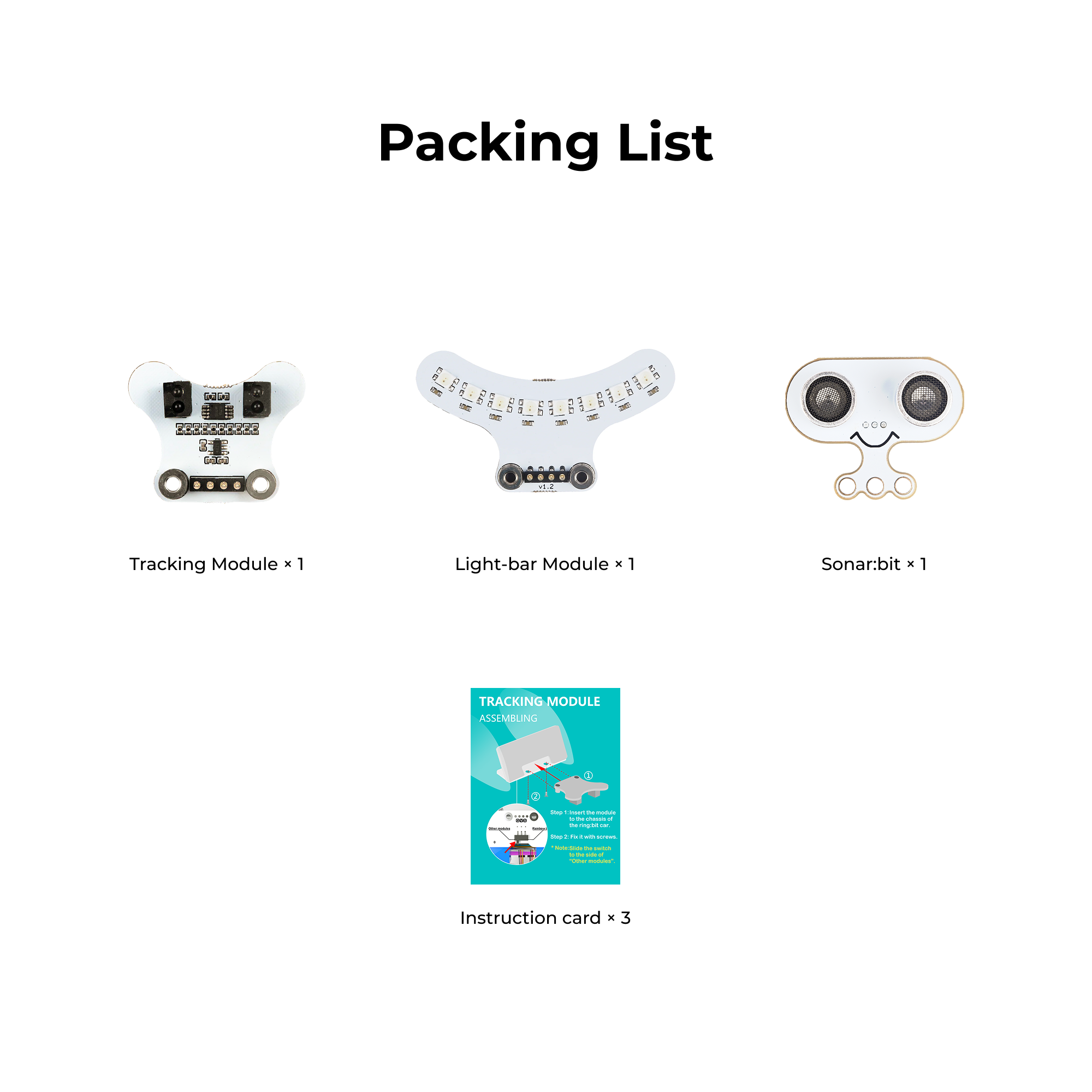ELECFREAKS Ring:bit カー アクセサリー キット (ソナー:ビット、トラッキング モジュール、LED ライト バー) 