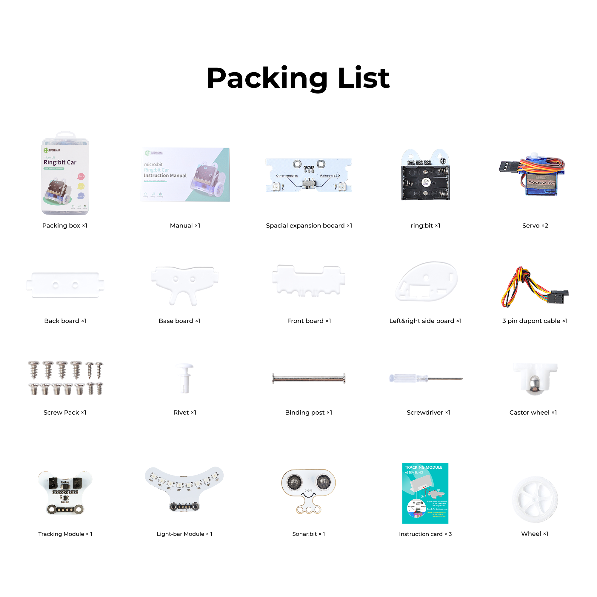 ELECFREAKS micro:bit Ring:bit V2 キット マイクロカー、micro:bit コーディング スターター カー キット (Wiki チュートリアル付き) (micro:bit ボードなし) 