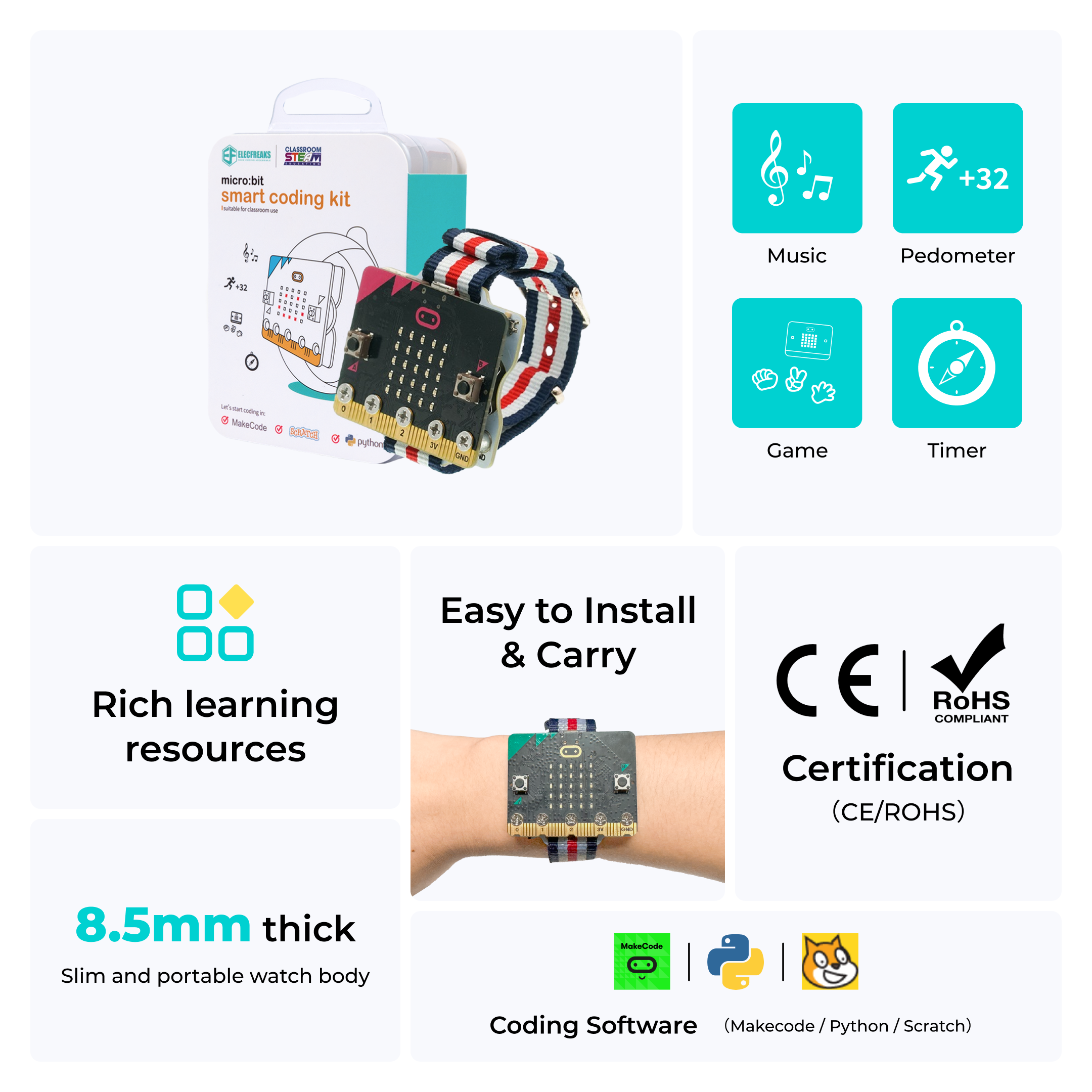 Kit de reloj de codificación inteligente micro:bit ELECFREAKS