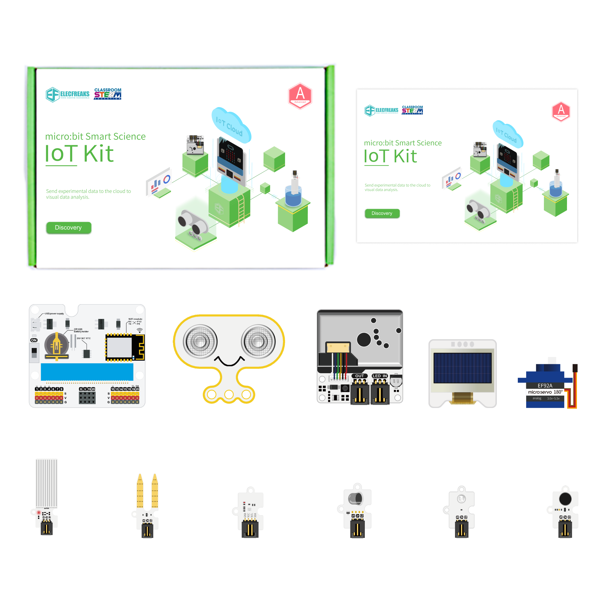 El kit ELECFREAKS micro:bit Smart Science IOT incluye una gama de sensores y módulos