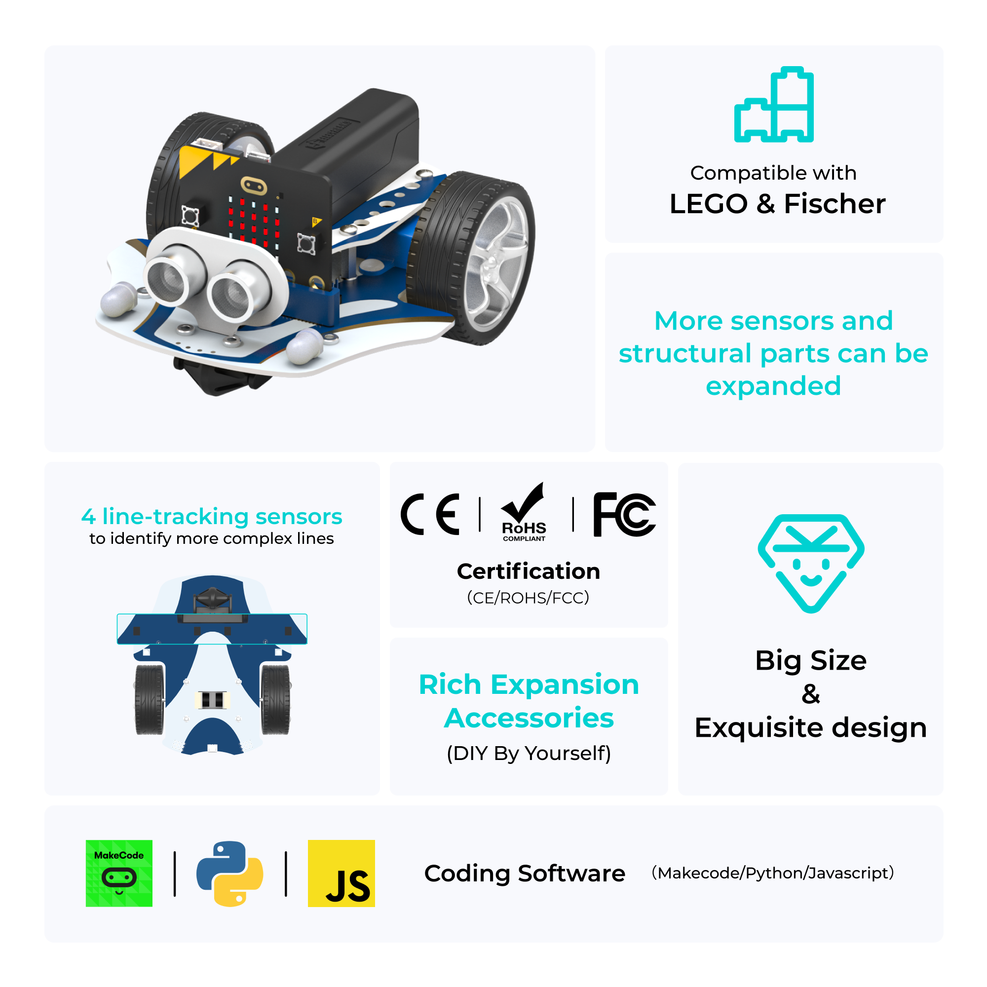 ELECFREAKS Smart Cutebot Pro V2, Robot de programación de coches para micro:bit