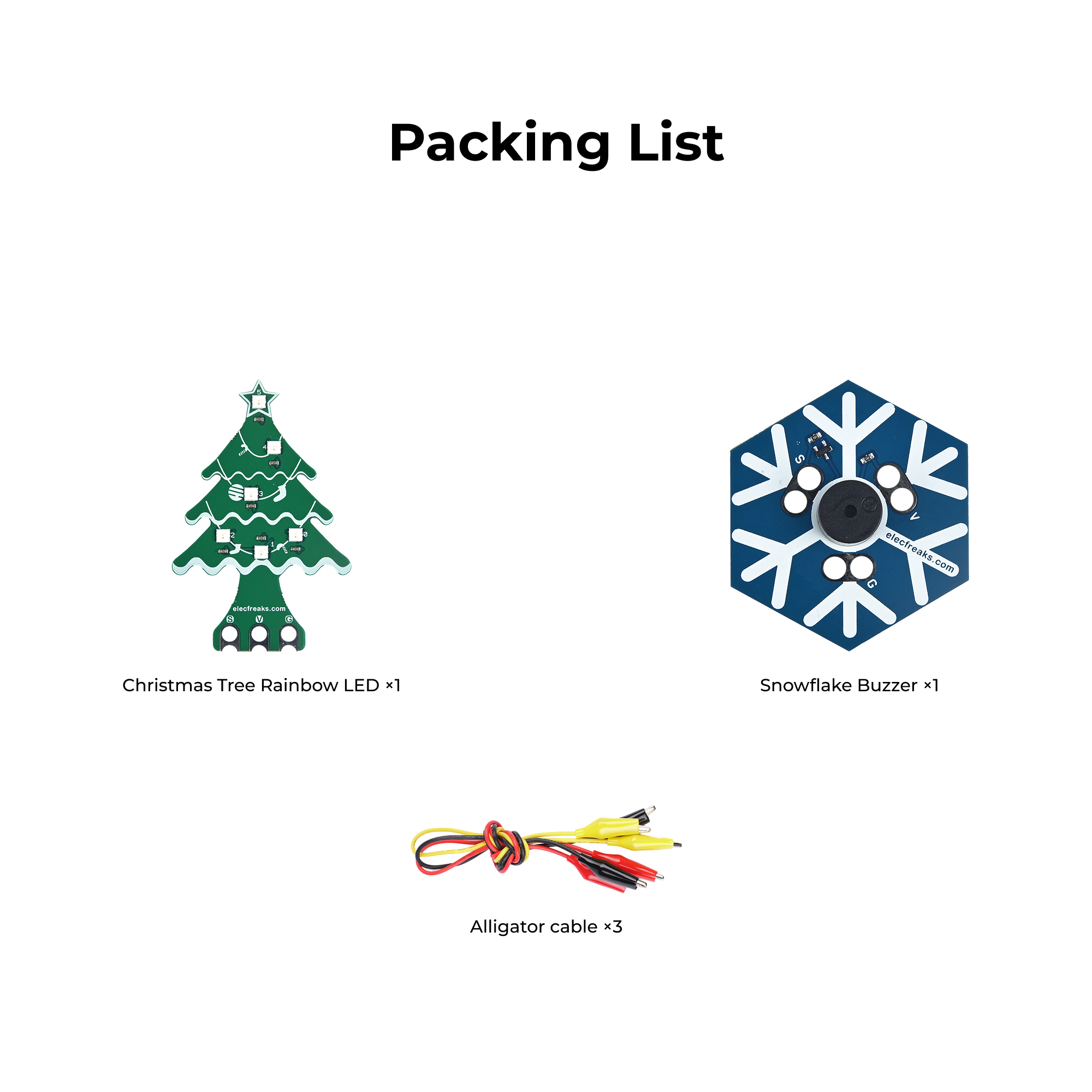 ELECFREAKS micro:bit クリスマス キット (クリスマス ツリー レインボー LED &amp; スノーフレーク ブザー)