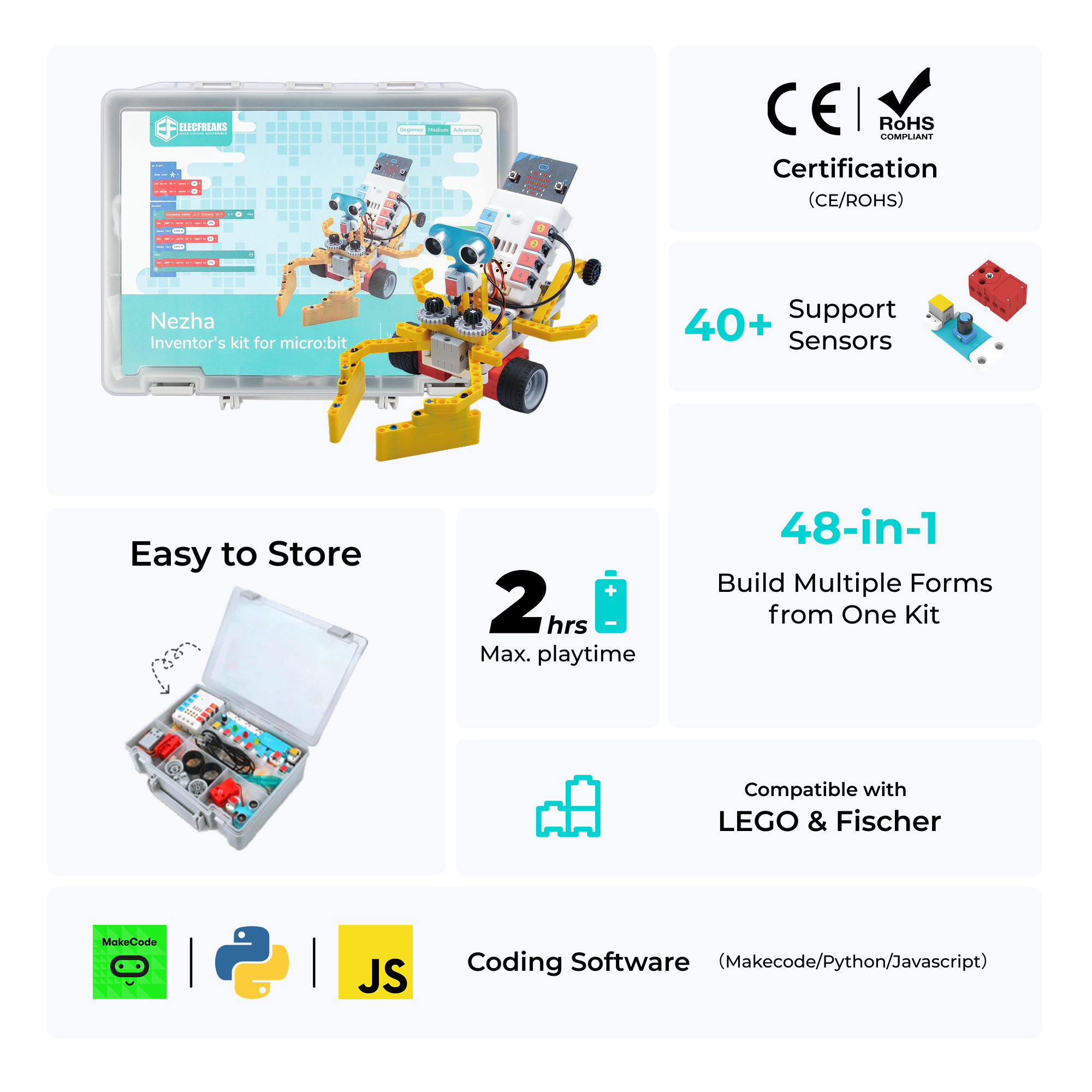 Kit de inventor ELECFREAKS micro:bit Nezha 48 en 1