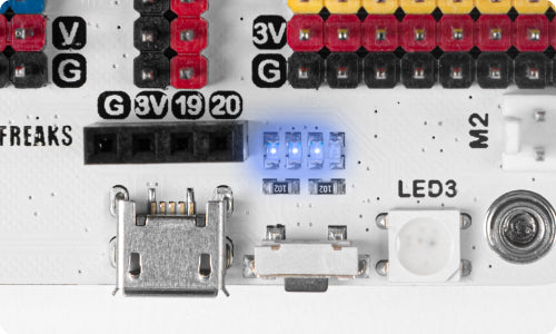 the power indicator of the wukong expansion board in the micro:bit wonder building kit