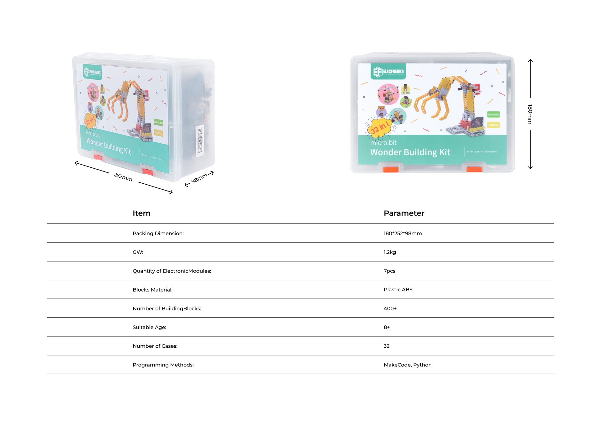 specification of the micro:bit Wonder Building Kit